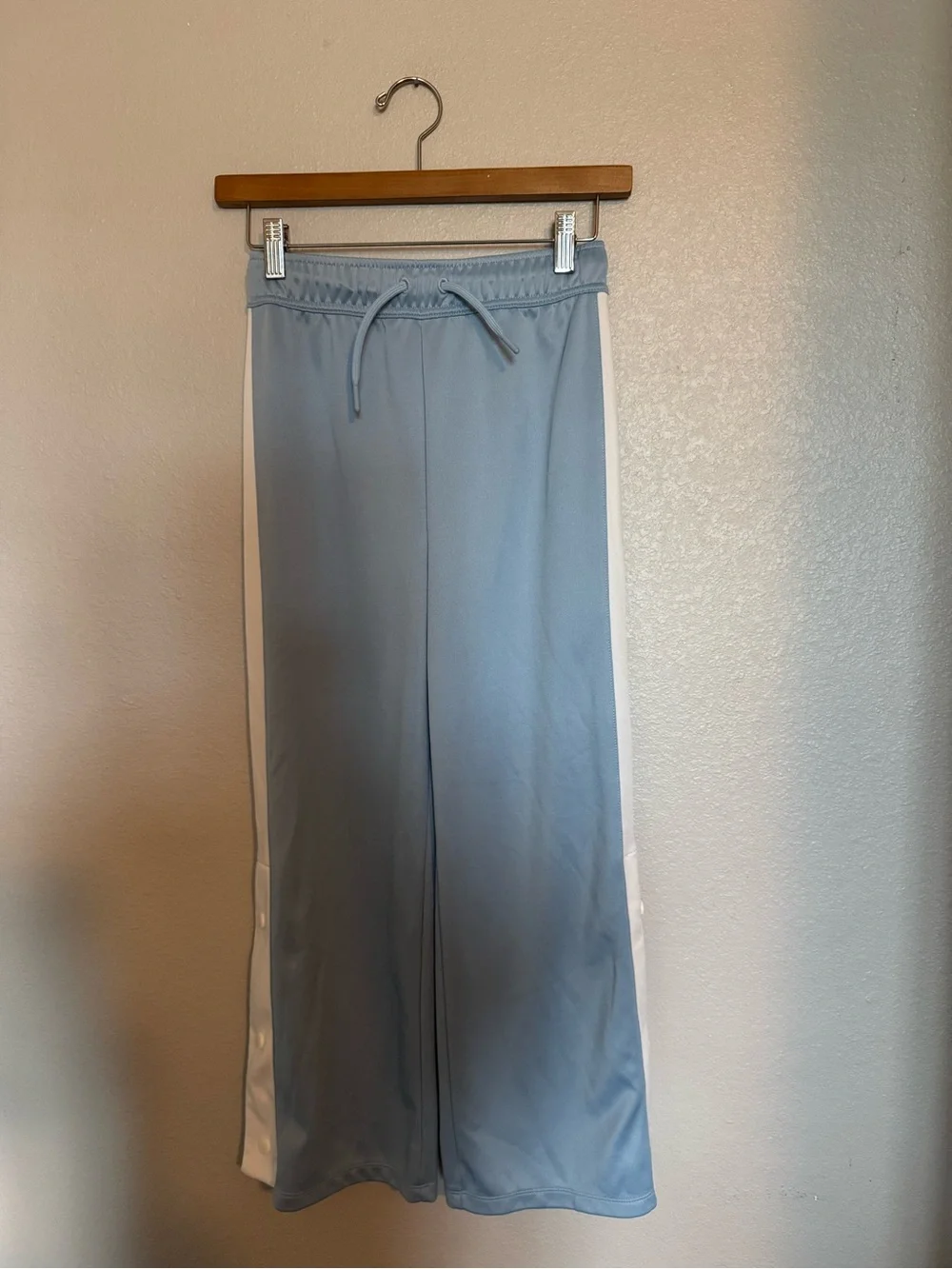 Converse Light Blue Athletic Pants with with White Stripe and Bottom Buttons M
